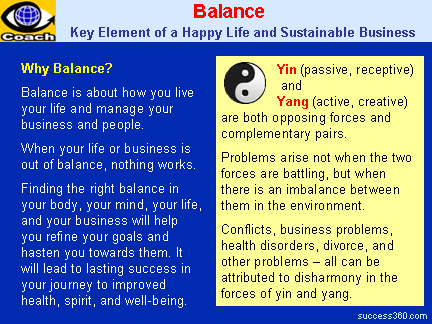 BALANCE - A Key Element of a Happy Life and a Sustainable Business