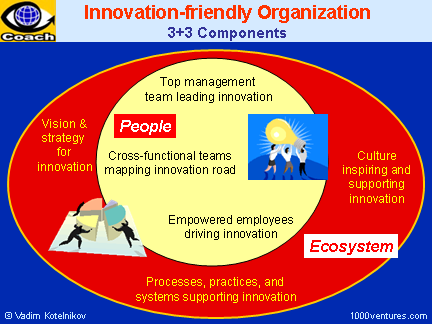 Innovation-friendly Organization: Vision for Innovation, Culture of Innovation, Innovation Leaders, Innovation Teams, Innovation Process
